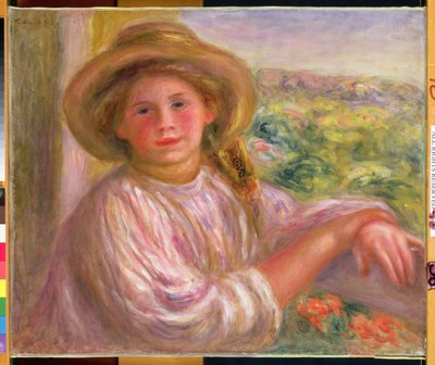 Girl on a Balcony at Cagnes by Pierre Auguste Renoir
